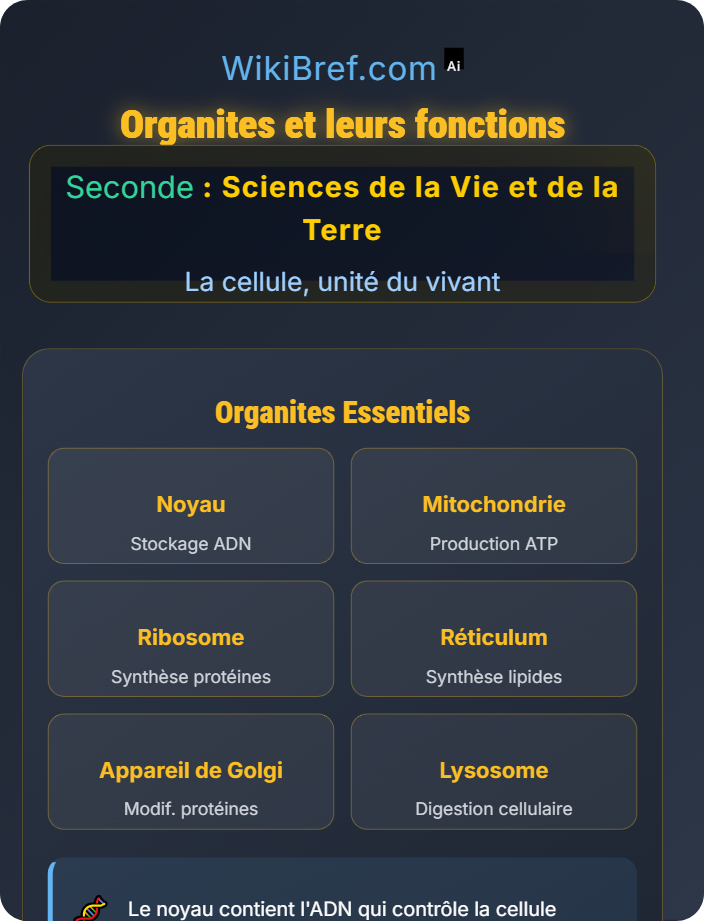Organites et leurs fonctions Structure cellulaire détaillée
