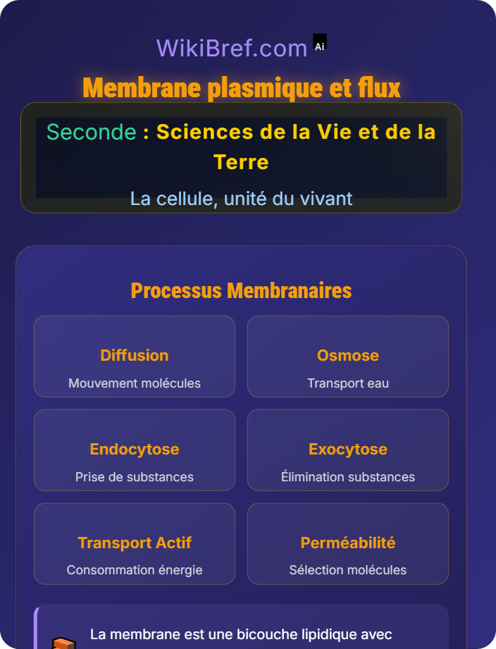 Membrane plasmique et flux Structure cellulaire détaillée