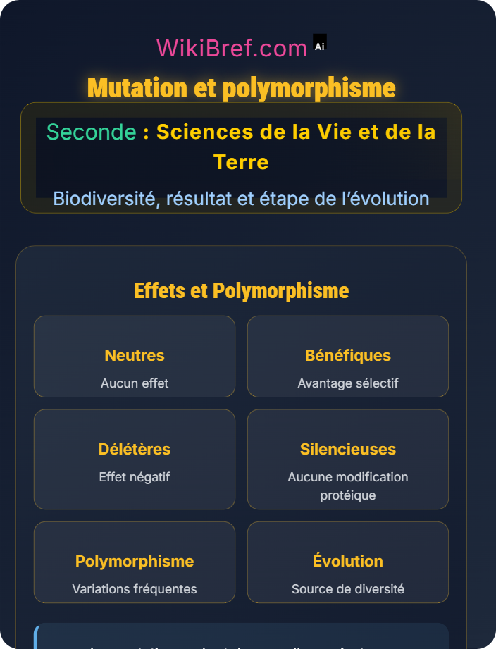 Mutation et polymorphisme Diversité génétique au sein d’une espèce