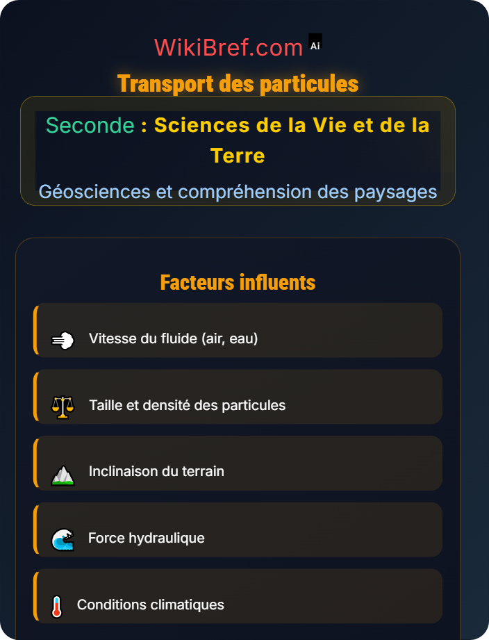 Transport des particules Sédimentation et roches sédimentaires