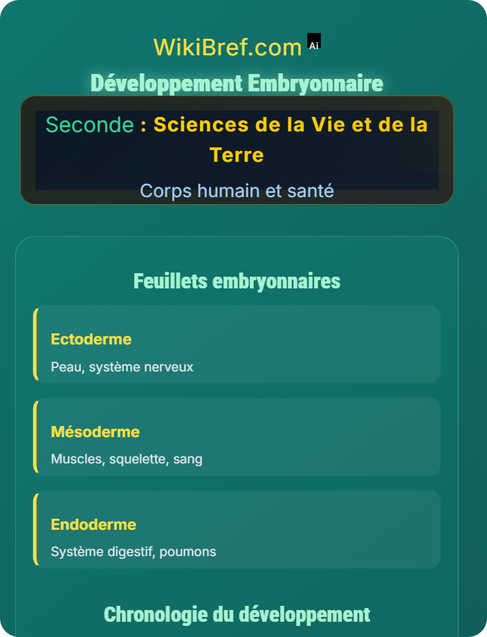 Développement embryonnaire De la fécondation à la puberté