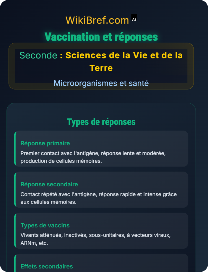 Vaccination et réponses Immunité et résistance aux infections