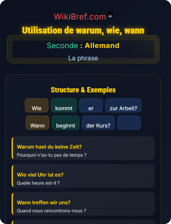 Utilisation de warum, wie, wann La phrase interrogative
