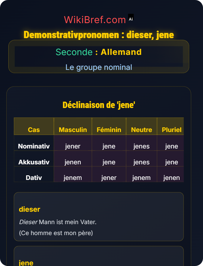 Demonstrativpronomen : dieser, jene Pronoms démonstratifs et possessifs