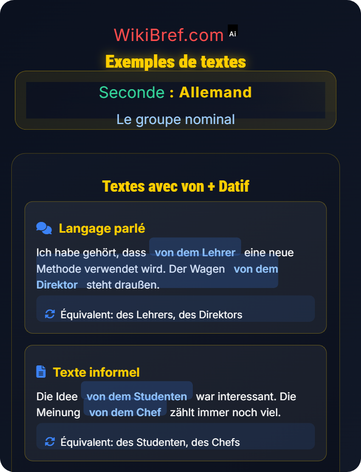 Exemples de textes Le génitif saxon vs von + datif