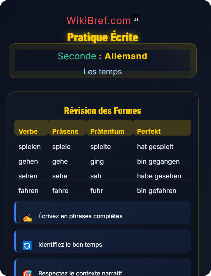 Pratique écrite Prétérit et parfait