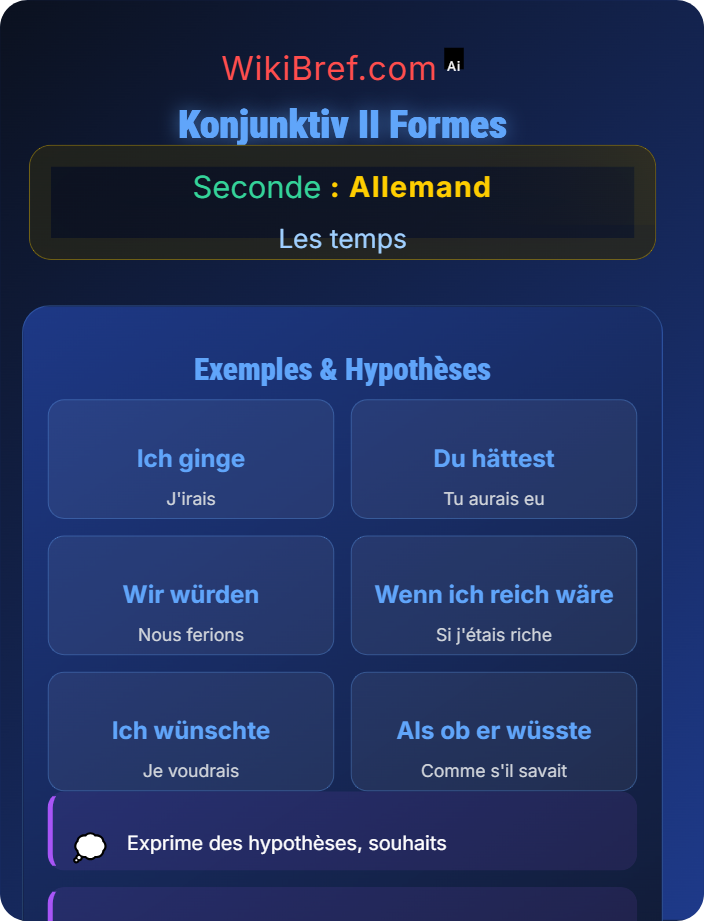 Konjunktiv II formes Subjonctif II pour hypothèses