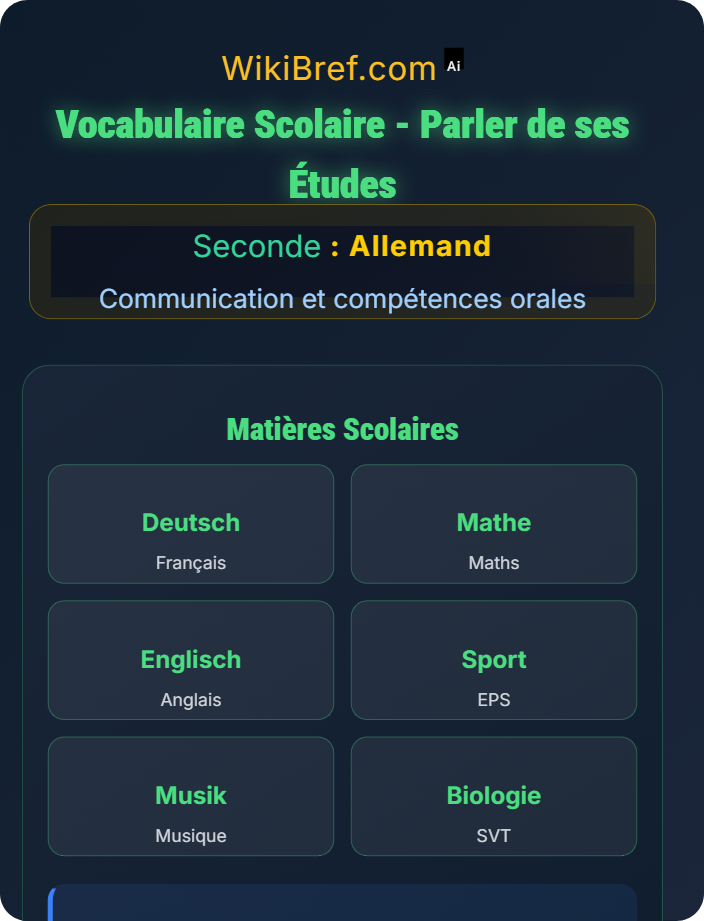 Vocabulaire scolaire Parler de ses études et de son emploi du temps