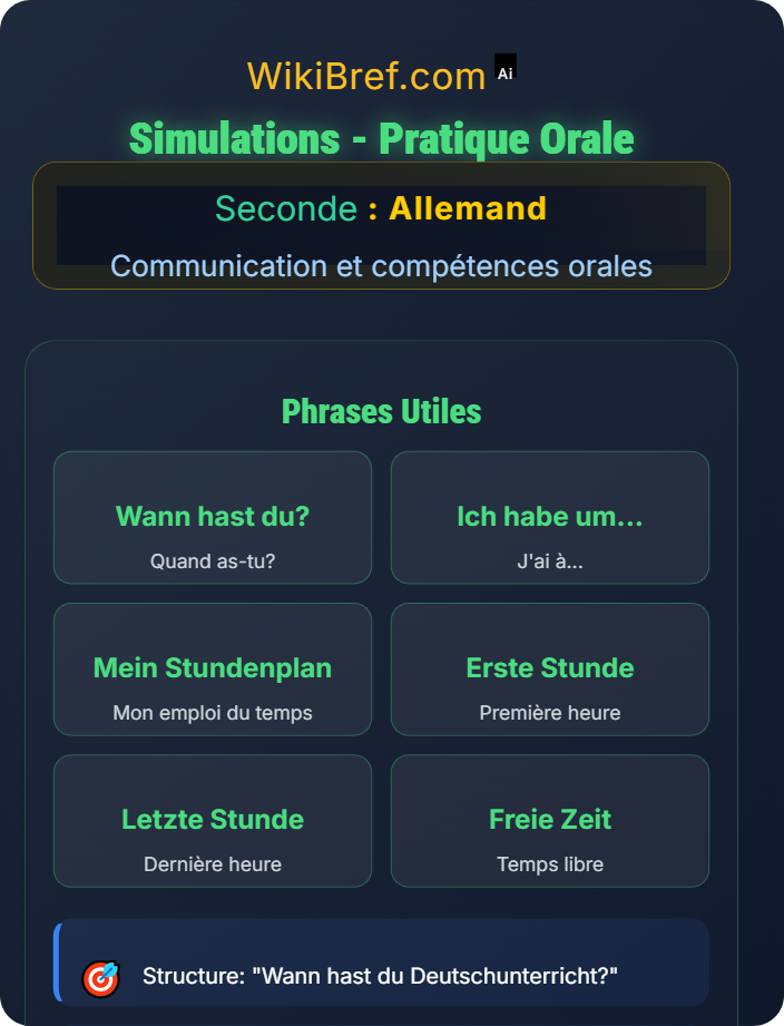 Simulations Parler de ses études et de son emploi du temps