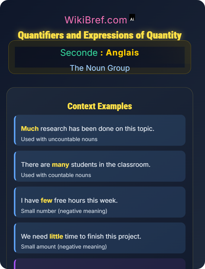Practice with context examples Quantifiers and Expressions of Quantity