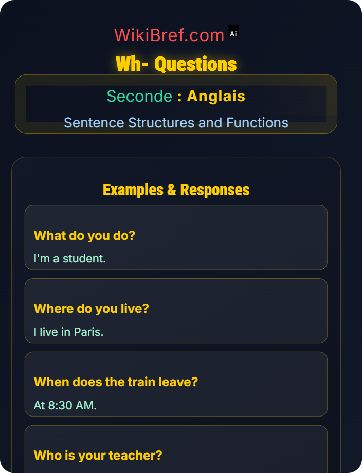 Wh‑ questions Questions and Negation