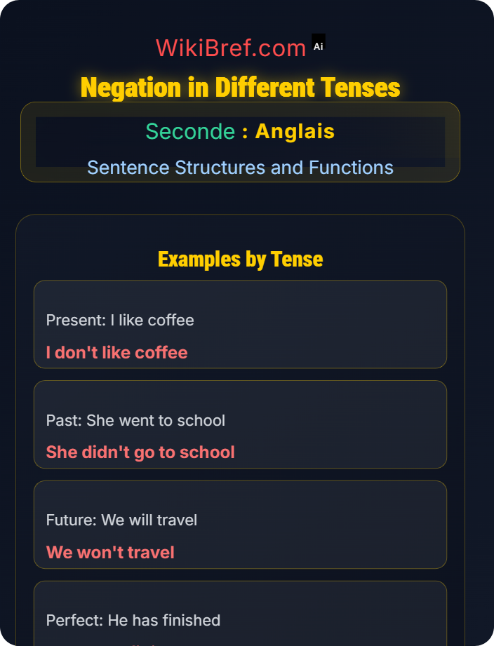 Negation in different tenses Questions and Negation